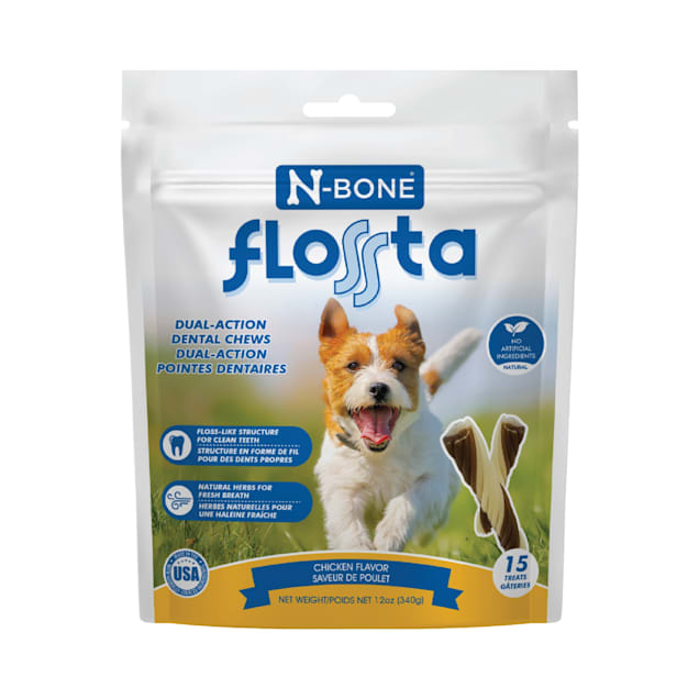 N Bone Flossta Dual Action Chicken Flavor Dental Dog Chews 12 oz