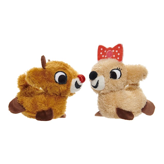 BARK Brown/Red Rudolph & Clarice Christmas Rudolph the Red-Nosed Reindeer Plush Dog Toy, Small - Carousel image #1