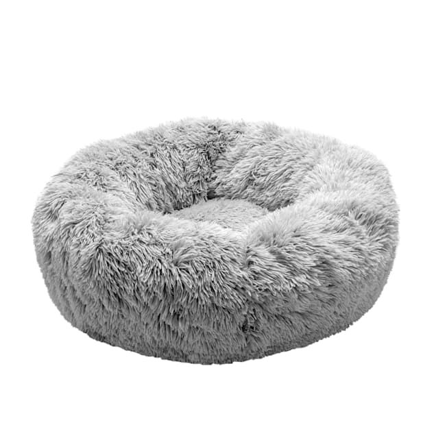 FurHaven Calming Cuddler Long Faux Fur Donut Dog Bed 23 L X 23 W X 9 H Mist Gray Petco