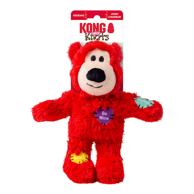 KONG Red Valentines Wild Knots Bear Dog Toy, Small | Petco