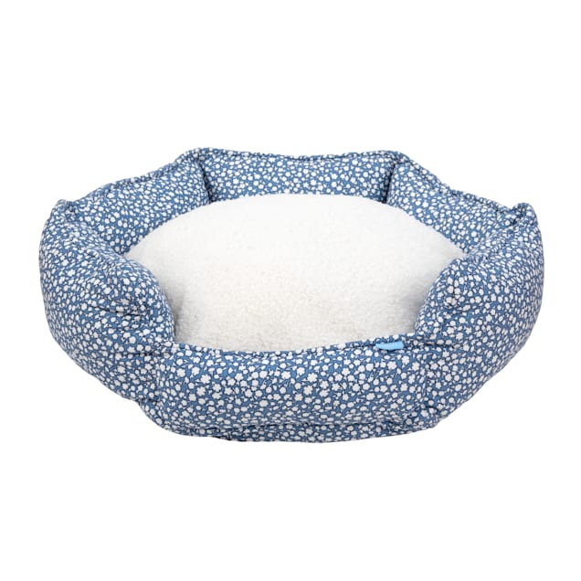Draper James Floral Print Cuddler Pet Bed, 25" L X 25" W X 8" H, Blue - Carousel image #1