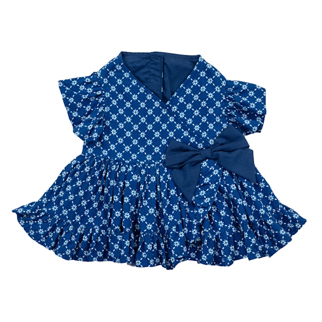 Draper James Floral Wrap Dog Dress, X-Small, Blue - Carousel image #1
