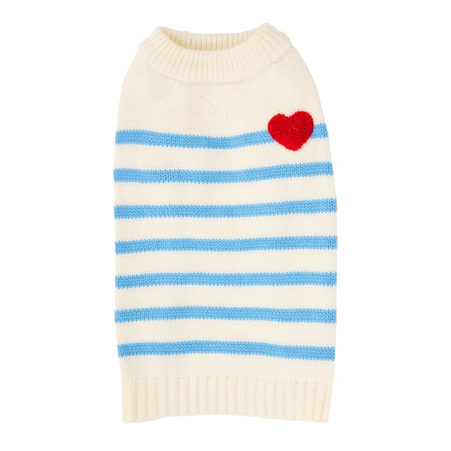 Draper James Striped Heart Dog Sweater, X-Small, White - Carousel image #1