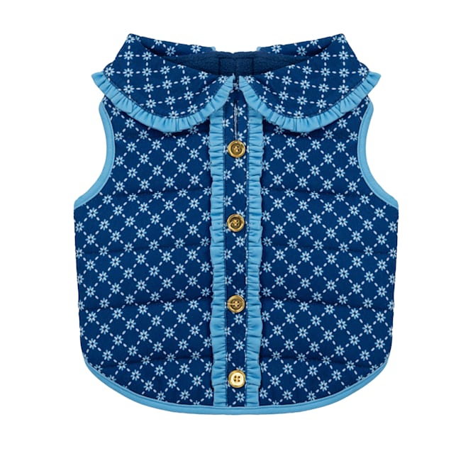 Draper James Floral Quilted Dog Jacket, X-Small, Blue - Carousel image #1