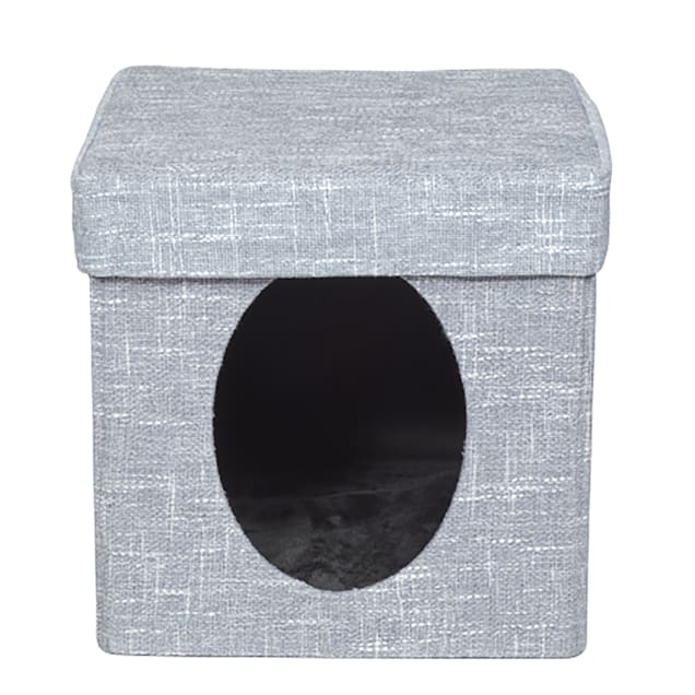 Midwest Feline Nuvo Curious Cat Cube, Silver, 16" H - Carousel image #1