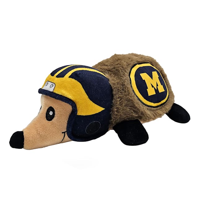Pets First NCAA U Of Michigan Hedgehog Dog Toy, Medium - Carousel image #1