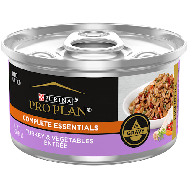 Purina Pro Plan COMPLETE ESSENTIALS High Protein Turkey & Vegetable Entree in Gravy Adult Wet Cat Food, 3 oz., Case of 24 - Carousel image #1
