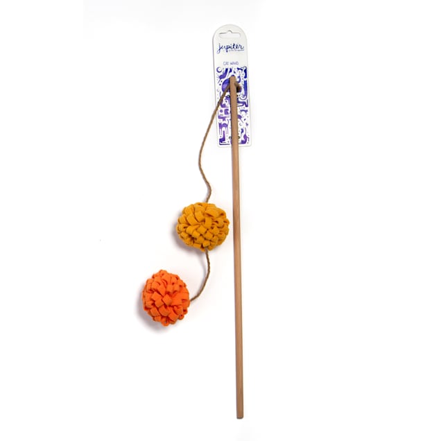 Jupiter Yellow Pom & Ribbon Wand Cat Toy