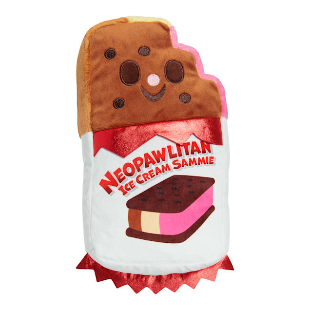 BARK Grand Slam Ice Cream Sam Red Pink Ice Cream Sandwich Plush Dog Toy, Medium/Large - Carousel image #1