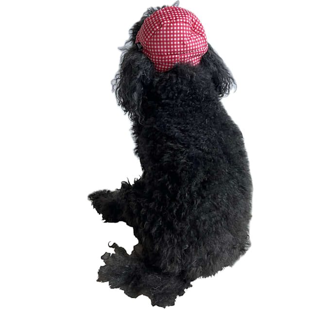 The Howls Gingham Puffer Hat for Dogs, Small, Red - Carousel image #1