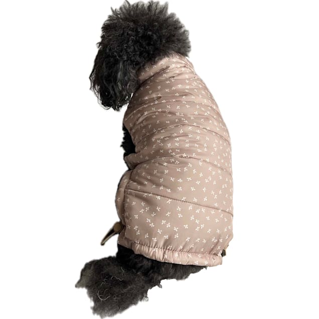 The Howls Floral Puffer Jacket for Dogs, Medium, Camel - Carousel image #1