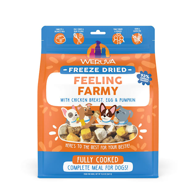 Weruva Freeze Dried Feeling Farmy with Gently Cooked Chicken Breast, Egg & Pumpkin Dog Food, 13 oz. - Carousel image #1