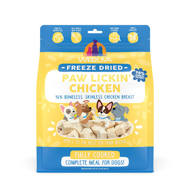 Weruva Freeze Dried Paw Lickin Chicken with Gently Cooked Boneless, Skinless Chicken Breast Dog Food, 13 oz. - Carousel image #1
