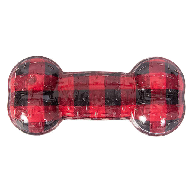 Wrangler Red Embossed Logo Printed TPR Bone Dog Toy, Medium - Carousel image #1