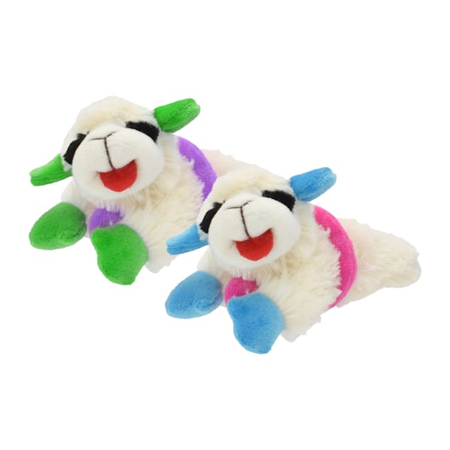 Multipet International Lamb Chop with Flamingo Floatie Assorted Dog Toy, 10.5" L, Large