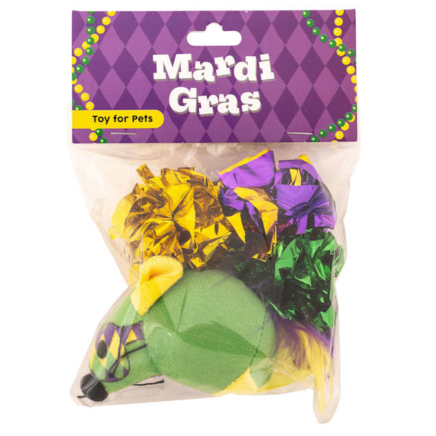 Lexington Road Mardi Gras Mice Cat Toy, Small, Pack of 4 - Carousel image #1