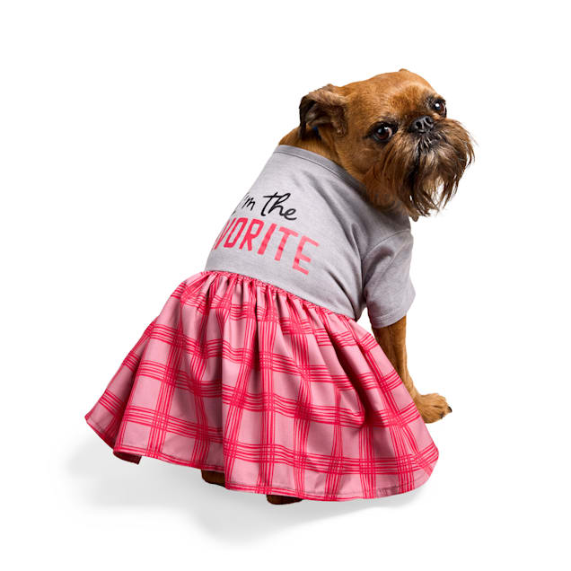 petco christmas dress YOULY I'm the Favorite Plaid Pet Dress, XX-Small Dog pajamas