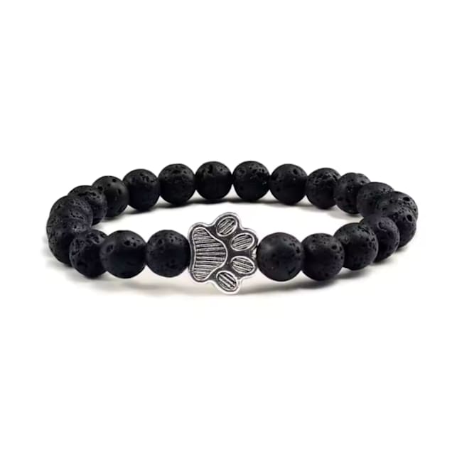 Hollywood Sensation PawZee Ebony Beaded Paw Print Charm Bracelet, Black - Carousel image #1