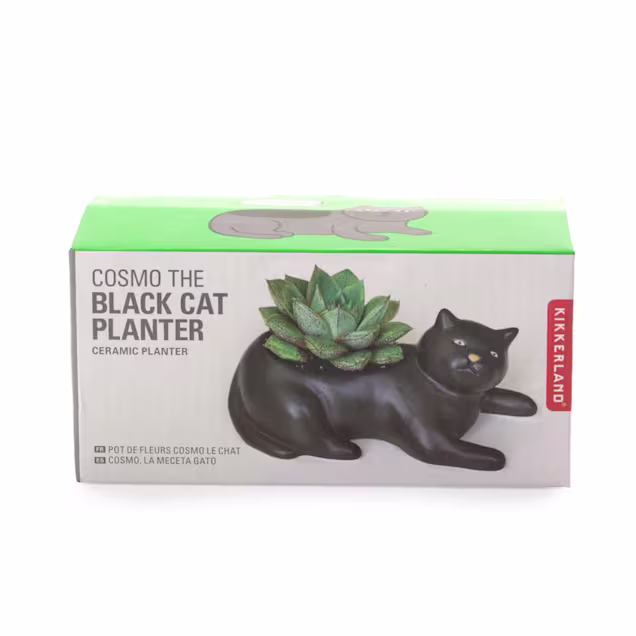 Kikkerland Design Black Cat Porcelain Planter - Carousel image #1