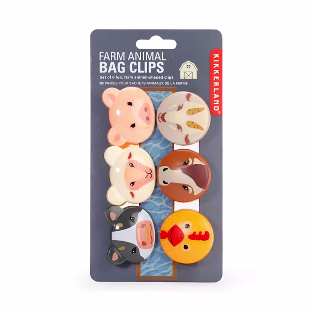 Kikkerland Design Farm Animal Bag Clips, Set of 6 - Carousel image #1