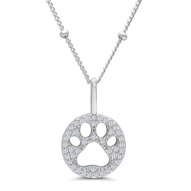 Stia Jewelry Rhodium Plated Paw Necklace - Carousel image #1