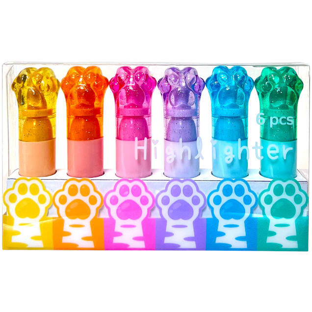 Paw Print Highlighters, Set of 6 - Carousel image #1