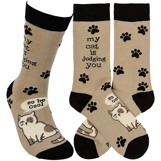 Primitives by Kathy Cat Is Judging Socks, One Size Fits Most - Carousel image #1