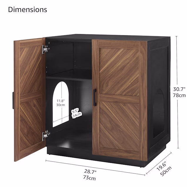 Unipaws High Type Cat Litter Box Enclosure, Walnut