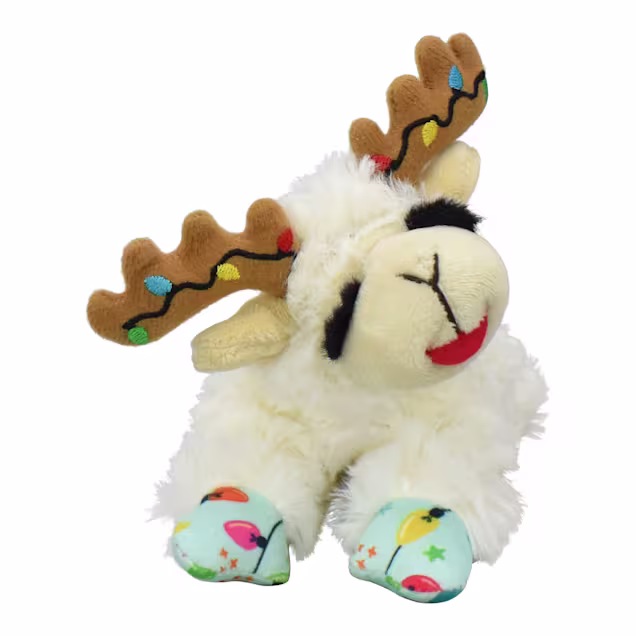 Multipet International Holiday Lamb Chop with Antlers Dog Toy, 6" L, Small - Carousel image #1