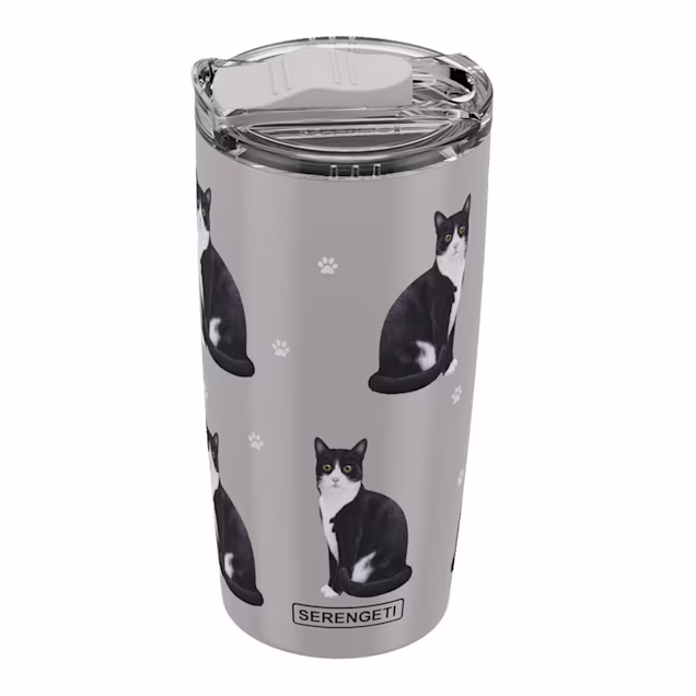 E&S Pets Black & White Cat Serengeti Tumbler, 20 oz. - Carousel image #1