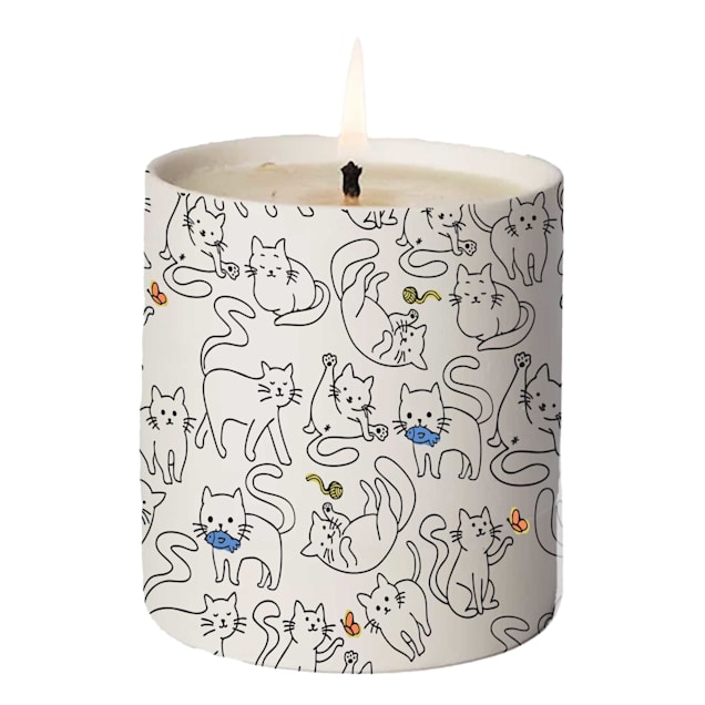 Zanden Ceramic Cat Print Candle, Warm Cinnamon Scent - Carousel image #1