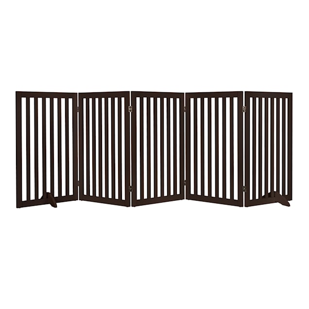 UniPaws 36" H Free Standing and Foldable Pet Gate with Supporting Feet, Espresso, 100" W X 0.71" D X 36" H - Carousel image #1