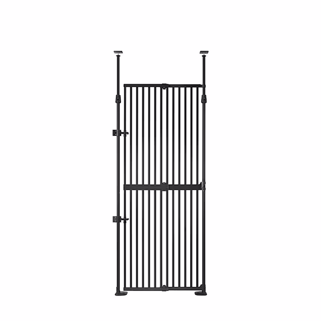 UniPaws 74" H Extra Tall Pet Gate with Doors Locks, Black, 35"- 38" W X 3.94" D X 74" H - Carousel image #1