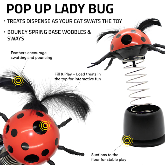 Playology Pop-Up Ladybug Treater Cat Toy Treat Dispenser