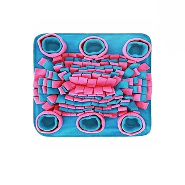 Piggy Poo and Crew Pink & Blue Snuffle Foraging Mat for Dogs, Puppies, Pigs, Rabbits, Cats & Small Pets, 18" W X 20" L, Medium - Carousel image #1