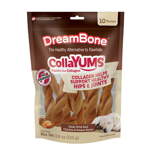 DreamBone CollaYUMS Twists Plus Collagen Chews for Dogs, 3.9 oz., Count of 10 - Carousel image #1