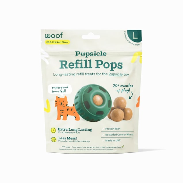 Woof Pupsicle Lickable Chicken and Peanut Butter Pop Refills Large Dog Treat, 8 oz., Count of 7 - Carousel image #1