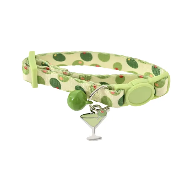 Max & Marlow Olive Martini with Buckle Kitten Collar, Green, X-Small/Small - Carousel image #1