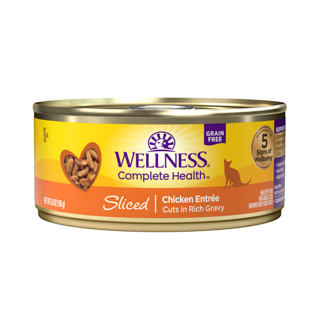 Wellness Natural Canned Grain Free Wet Cat Food, Sliced Chicken Entree, 5.5 oz., Case of 24 - Carousel image #1