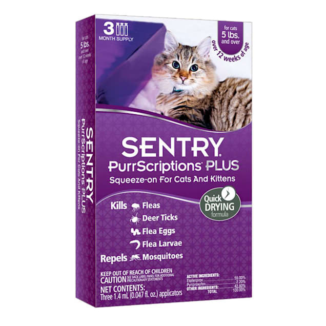 Sentry PurrScriptions Plus Cat & Kitten Squeeze-On Flea & Tick Control, For Cats over 5 lbs. - Carousel image #1
