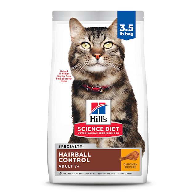 Hill's Science DietAdult 7+ Hairball Control Chicken Recipe Dry Cat Food, 3.5 lbs. - Carousel image #1
