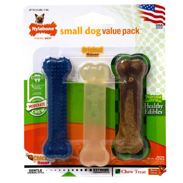 Nylabone Small Dog Value Pack, 1.7 oz., Pack of 3 Petco