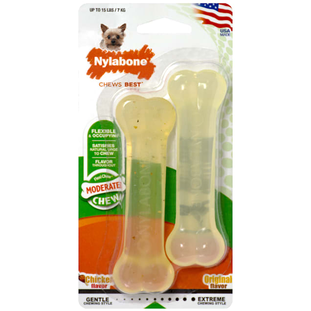 Nylabone Flexi Chew Chicken and Original Flavored Petite Bones Value Pack, X-Small - Carousel image #1