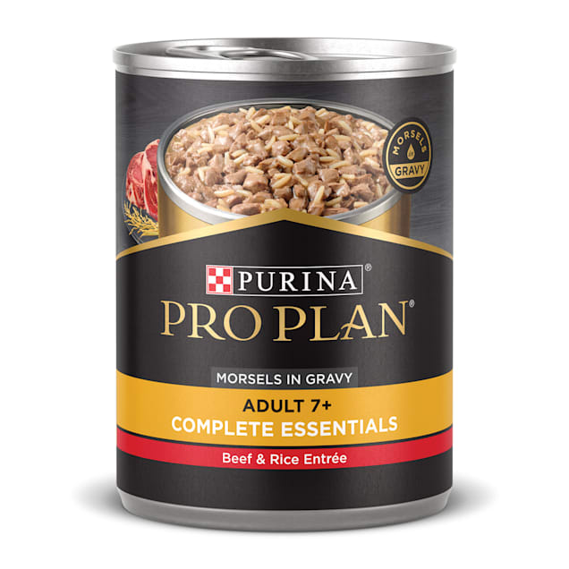 Purina Pro Plan Senior Gravy FOCUS Morsels in Gravy Beef & Rice Entree Wet Dog Food, 13 oz., Case of 12 - Carousel image #1