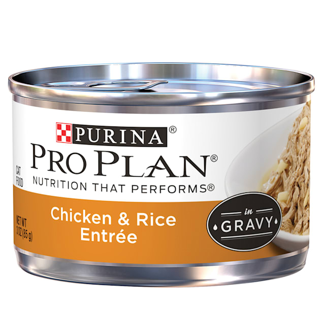 Purina Pro Plan Chicken & Rice Entree in Gravy Adult Wet Cat Food, 3 oz., Case of 24 - Carousel image #1