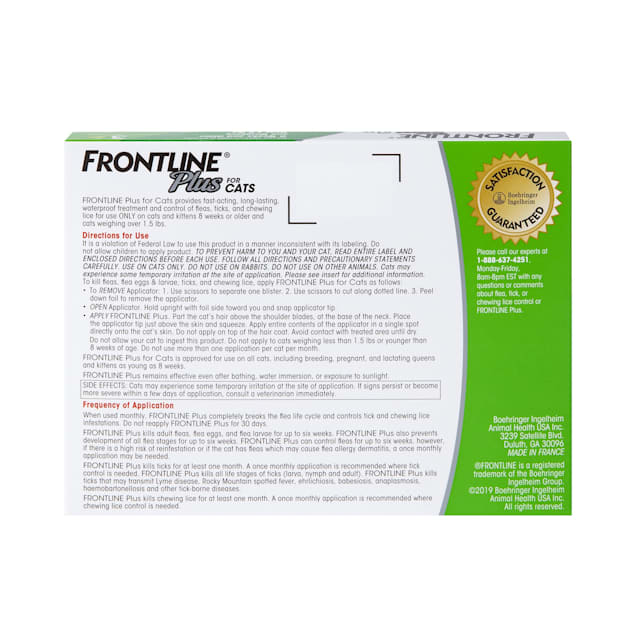 frontline plus flea treatment for cats