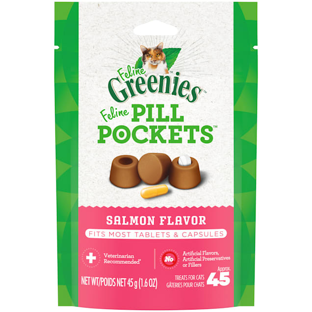 Greenies Pill Pockets Salmon Flavor Natural Soft Cat Treats, 3 oz
