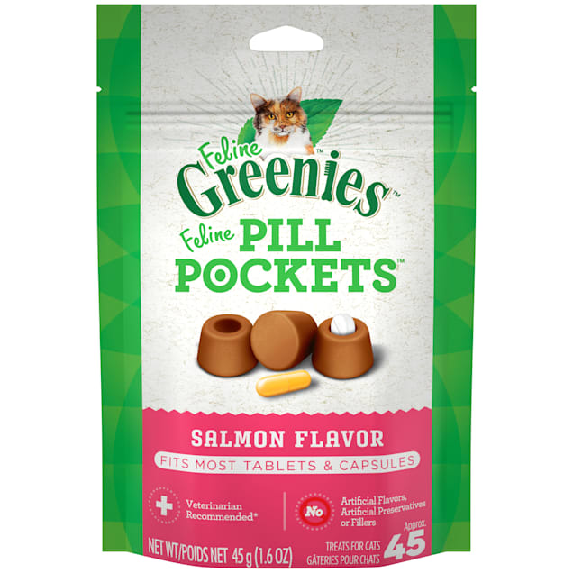 Greenies Pill Pockets Salmon Flavor Natural Soft Cat Treats, 3 oz