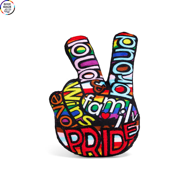 YOULY Pride Peace Hands Plush Dog Toy, Small - Carousel image #1
