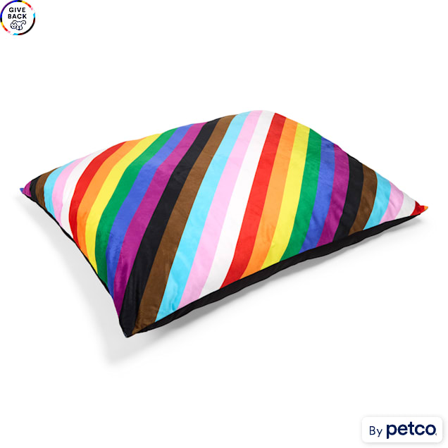 EveryYay Essentials Pride Pillow Dog Bed, 38" L X 30" W X 4" H, Rainbow, Large - Carousel image #1